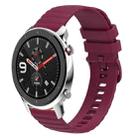 For Amazfit GTR 4 22mm Wavy Dotted Solid-Color Silicone Watch Band(Wine Red) - 1
