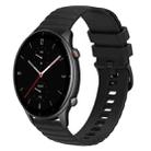 For Amazfit GTR 2e 22mm Wavy Dotted Solid-Color Silicone Watch Band(Black) - 1