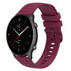 For Amazfit GTR 2e 22mm Wavy Dotted Solid-Color Silicone Watch Band(Wine Red) - 1