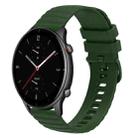 For Amazfit GTR 2e 22mm Wavy Dotted Solid-Color Silicone Watch Band(Army Green) - 1