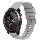 For Amazfit 3 Stratos 22mm Wavy Dotted Solid-Color Silicone Watch Band(Gray) - 1