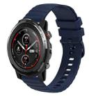 For Amazfit 3 Stratos 22mm Wavy Dotted Solid-Color Silicone Watch Band(Dark Blue) - 1