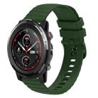 For Amazfit 3 Stratos 22mm Wavy Dotted Solid-Color Silicone Watch Band(Army Green) - 1