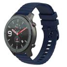 For Amazfit GTR 47mm 22mm Wavy Dotted Solid-Color Silicone Watch Band(Dark Blue) - 1