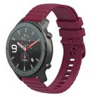 For Amazfit GTR 47mm 22mm Wavy Dotted Solid-Color Silicone Watch Band(Wine Red) - 1