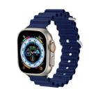 Ocean Silicone Metal Head Watch Band For Apple Watch Ultra 49mm&Watch Ultra 2 49mm / Series 9&8&7 45mm / SE 3&SE 2&6&SE&5&4 44mm / 3&2&1 42mm(Dark Blue) - 1