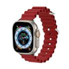 Ocean Silicone Metal Head Watch Band For Apple Watch Ultra 49mm / Series 8&7 45mm / SE 2&6&SE&5&4 44mm / 3&2&1 42mm(Wine Red) - 1