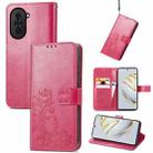 For Huawei Nova 10 Four-leaf Clasp Embossed Buckle Leather Phone Case(Magenta) - 1