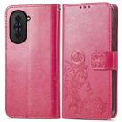 For Huawei Nova 10 Four-leaf Clasp Embossed Buckle Leather Phone Case(Magenta) - 2