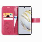 For Huawei Nova 10 Four-leaf Clasp Embossed Buckle Leather Phone Case(Magenta) - 3