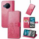 For Nokia X100 5G Four-leaf Clasp Embossed Buckle Leather Phone Case(Magenta) - 1