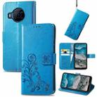 For Nokia X100 5G Four-leaf Clasp Embossed Buckle Leather Phone Case(Blue) - 1