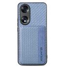 For Honor 70 Carbon Fiber Magnetic Card Bag Phone Case(Blue) - 1