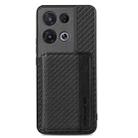 For OPPO Reno 8 Pro Carbon Fiber Magnetic Card Bag Phone Case(Black) - 1