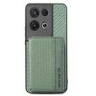 For OPPO Reno 8 Pro Carbon Fiber Magnetic Card Bag Phone Case(Green) - 1