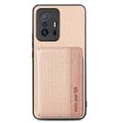 For Xiaomi Mi 11T Carbon Fiber Magnetic Card Bag Phone Case(Khaki) - 1