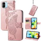 For Xiaomi Redmi A1 Butterfly Love Flower Embossed Leather Phone Case(Rose Gold) - 1