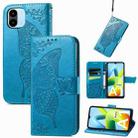 For Xiaomi Redmi A1 Butterfly Love Flower Embossed Leather Phone Case(Blue) - 1