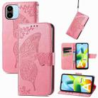 For Xiaomi Redmi A1 Butterfly Love Flower Embossed Leather Phone Case(Pink) - 1