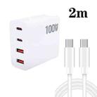 GaN 100W Dual USB + Dual USB-C/Type-C Multi Port Charger with 2m Type-C to Type-C Data Cable Set US Plug - 1