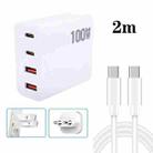 GaN 100W Dual USB + Dual USB-C/Type-C Multi Port Charger with 2m Type-C to Type-C Data Cable Set US / EU Plug - 1