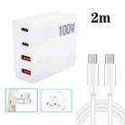 GaN 100W Dual USB + Dual USB-C/Type-C Multi Port Charger with 2m Type-C to Type-C Data Cable Set US / UK Plug - 1