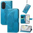 For Huawei Nova 10 Pro Butterfly Love Flower Embossed Leather Phone Case(Blue) - 1