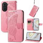 For Huawei Nova 10 Pro Butterfly Love Flower Embossed Leather Phone Case(Pink) - 1