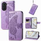 For Huawei Nova 10 Pro Butterfly Love Flower Embossed Leather Phone Case(Lavender) - 1