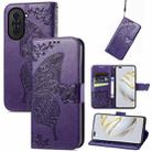 For Huawei Nova 10 Pro Butterfly Love Flower Embossed Leather Phone Case(Purple) - 1