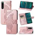 For Sony Xperia 5 IV Butterfly Love Flower Embossed Leather Phone Case(Rose Gold) - 1