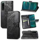 For Sony Xperia 5 IV Butterfly Love Flower Embossed Leather Phone Case(Black) - 1