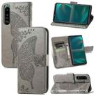 For Sony Xperia 5 IV Butterfly Love Flower Embossed Leather Phone Case(Gray) - 1