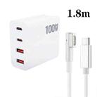 GaN 100W Dual USB+Dual USB-C/Type-C Multi Port Charger with  1.8m Type-C to MagSafe 1 / L Header Data Cable US Plug - 1