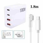 GaN 100W Dual USB+Dual USB-C/Type-C Multi Port Charger with  1.8m Type-C to MagSafe 1 / L Header Data Cable US / EU Plug - 1