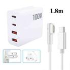 GaN 100W Dual USB+Dual USB-C/Type-C Multi Port Charger with  1.8m Type-C to MagSafe 1 / L Header Data Cable US / UK Plug - 1