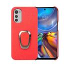 For Motorola Moto E32 4G Ring Holder Litchi Texture Genuine Leather Phone Case(Red) - 1