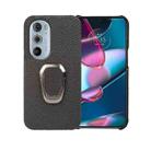 For Motorola Moto Edge 30 Pro Ring Holder Litchi Texture Genuine Leather Phone Case(Black) - 1