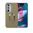 For Motorola Moto Edge 30 Pro Ring Holder Litchi Texture Genuine Leather Phone Case(Green) - 1