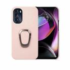 For Motorola Moto G 5G Ring Holder Litchi Texture Genuine Leather Phone Case(Pink) - 1