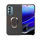 For Motorola Moto G Stylus 5G 2022 Ring Holder Litchi Texture Genuine Leather Phone Case(Black) - 1