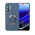 For Motorola Moto G Stylus 5G 2022 Ring Holder Litchi Texture Genuine Leather Phone Case(Blue) - 1