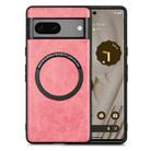 For Google Pixel 7 Solid Color Magsafe Leather Phone Case(Pink) - 1