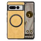 For Google Pixel 7 Pro Solid Color Magsafe Leather Phone Case(Yellow) - 1