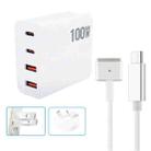 GaN 100W Dual USB-C/Type-C + Dual USB Multi Port Charger with  1.8m Type-C to MagSafe 2 / T Header Data Cable, Plug Size:US / AU Plug - 1