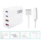 GaN 100W Dual USB-C/Type-C + Dual USB Multi Port Charger with  1.8m Type-C to MagSafe 2 / T Header Data Cable, Plug Size:US  / EU / UK / AU Plug - 1