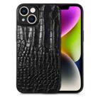 For iPhone 14 Plus Crocodile Grain Leather Back Cover Phone Case(Black) - 1