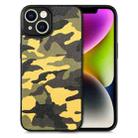 For iPhone 14 Camouflage Back Cover Leather Phone Case(Yellow) - 1