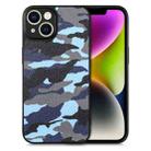 For iPhone 14 Camouflage Back Cover Leather Phone Case(Blue) - 1