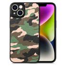 For iPhone 14 Camouflage Back Cover Leather Phone Case(Green) - 1